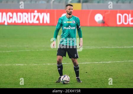 Mateusz Wieteska von Legia in Aktion gesehen während der Fortuna Polish Cup Viertelfinale-Spiel zwischen Legia Warszawa und Piast Gliwice im Marschall Jozef Pilsudski Legia Warsaw Municipal Stadium. (Endstand; Legia Warszawa 1:2 Piast Gliwice) Stockfoto