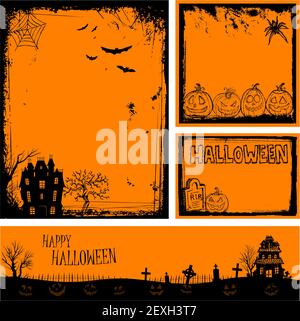 Mehrere orange Halloween Banner und Hintergründe Stockfoto