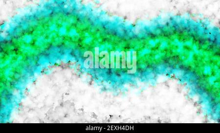 Abstrakte Malerei mit dunklem Hintergrund. Pinselstriche in weiß, blau und grün. Marmorstruktur. Farben der alkoholischen Tinte. 4K. Stockfoto