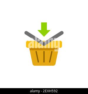 Warenkorb Symbol, Farbe, Linie, Kontur Vektor-Zeichen, lineare Stil Piktogramm isoliert auf weiß. Symbol, Logo-Illustration Stock Vektor