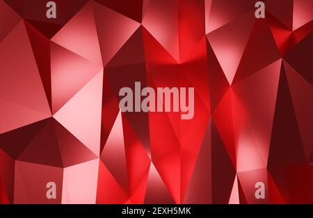 Abstraktes geometrisches Muster Hintergrund polygonales rotes Dreieck 3D Rendering Stockfoto