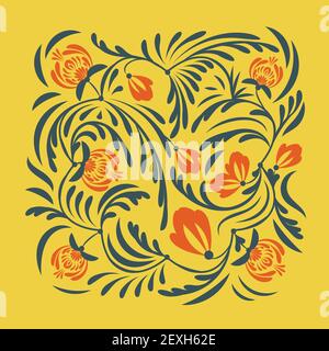 Traditionelle ukrainische Volksverzierung, Petrikovskaya Malerei mit Blumen für Design Stock Vektor