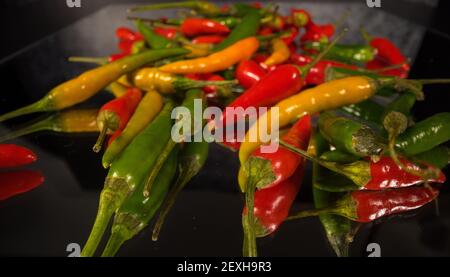 Rawit Chilischoten in Nahaufnahme Stockfoto