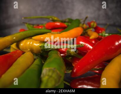 Rawit Chilischoten in Nahaufnahme Stockfoto