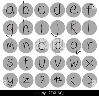 Hand Gezeichnet Alphabet Text Buchstaben Zahlen Schwarz Grau Weiß Hintergrund Stockfoto