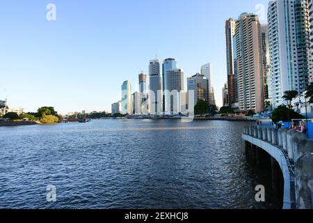 Ein Blick auf Brisbanes Central Business District von der Story Bridge aus gesehen. Stockfoto