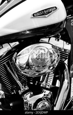 Harley Davidson Motorrad. Schwarz und Weiß Stockfoto