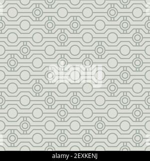 Ein nahtloses Retro-Muster mit Punkten, die mit Linien verflochten sind. Stock Vektor