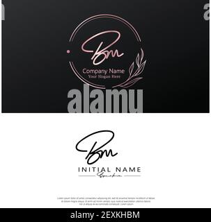 B M BM Anfangsbuchstabenhandschrift und Unterschriftenlogo. Beauty Vektor anfängliches Logo .Mode, Boutique, Blumen und botanische Stock Vektor