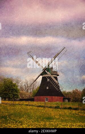 Alte Windmühle von Smock Typ, Deutschland Stockfoto