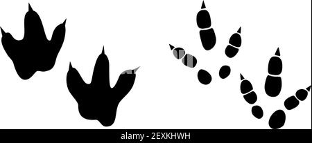 Dinosaurier Fußabdruck Spuren Vektor-Set Illustration. Hintergrund mit Pfote, Klaue Raubtier. Dinosaurier Fußabdruck Illustration perfekt für Textil, Wrap und Tapete und Design Stock Vektor