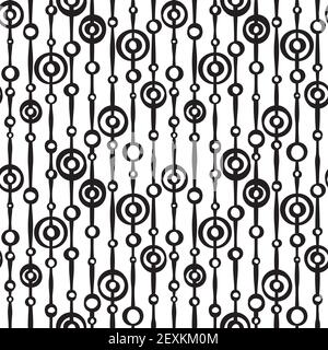 Ein nahtloses Retro-Muster mit Punkten, die mit Linien verflochten sind. Stock Vektor