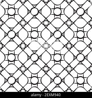Ein nahtloses Retro-Muster mit Punkten, die mit Linien verflochten sind. Stock Vektor
