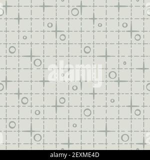 Ein nahtloses Retro-Muster mit Punkten, die mit Linien verflochten sind. Stock Vektor