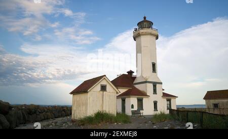 Zeigen Sie Wilson Lighthouse Puget Sound Fort Worden Stockfoto