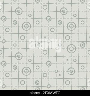 Ein nahtloses Retro-Muster mit Punkten, die mit Linien verflochten sind. Stock Vektor