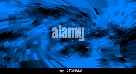 Abstrakte Komposition mit schwarzen und blauen Quadraten. Psychedelia Graustufenkunst Stock Vektor