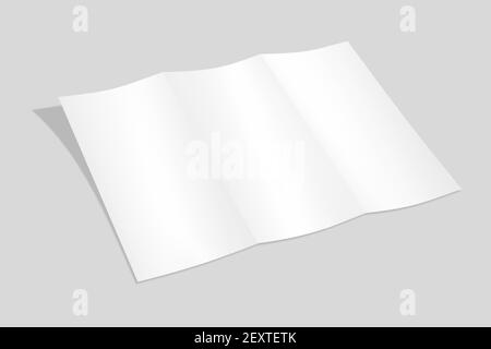 Realistische leere DL-Dreifach-Broschüre für Mockup. Papierabbildung. 3D Rendern. Stockfoto