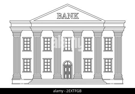 Symbol für Linienbankbildung. Vektorbank auf weißem Hintergrund isoliert. Illustration Bankgebäude, Business-Architektur Umriss mit Spalte Stock Vektor