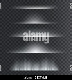 Lichtteiler. Abstrakte Lens Fackeln, Linie leuchtenden Grenzen mit leuchtenden Sternen leuchtet und funkelt. Isolierter Vektorsatz. Lichtreflexe am Rand, Darstellung der Effektglühlinie Stock Vektor