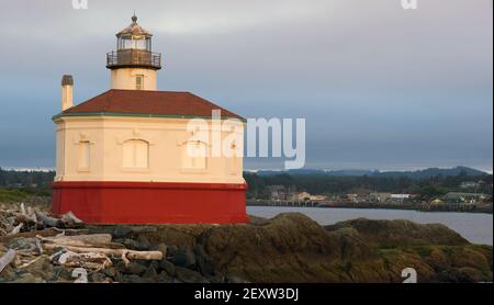 Coquille River Lighthouse Bandon Bay Oregon Pacific Ocean Inlet Stockfoto