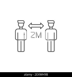 Soziale Distanzierung Symbol, Farbe, Linie, Kontur Vektor-Zeichen, lineare Stil Piktogramm isoliert auf weiß. Symbol, Logo-Illustration Stock Vektor