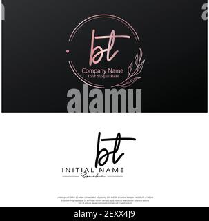 B T BT Anfangsbuchstabenhandschrift und Signaturlogo. Beauty Vektor anfängliches Logo .Mode, Boutique, Blumen und botanische Stock Vektor