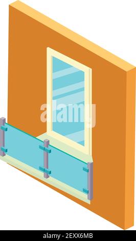 Transparentes Balkonsymbol. Isometrische Darstellung des transparenten Balkon-Vektor-Symbols für Web Stock Vektor