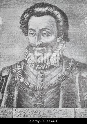 Französisch König Heinrich IV.. Mittelalterliche Gravur. Stockfoto