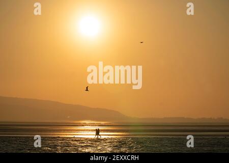 Eingesandtes Bild von Jon Super (07974 356-333) West Kirby Marine Lake Sunset, Wirral, Großbritannien 1. März 2021. (Foto von Jon Super) (Foto/Jon Super 0 Stockfoto