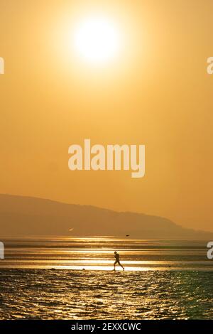 Eingesandtes Bild von Jon Super (07974 356-333) West Kirby Marine Lake Sunset, Wirral, Großbritannien 1. März 2021. (Foto von Jon Super) (Foto/Jon Super 0 Stockfoto