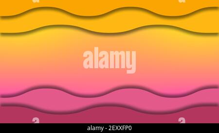 Abstrakte grafische Hintergrund - Farbe Wand aus verschiedenen gelben und Rosa Wellen mit Schatteneffekten - Platz für Ihren Text - 3D Illustration Stockfoto