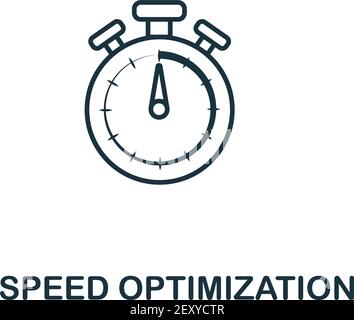 Symbol für Vektorsymbol Geschwindigkeitsoptimierung. Kreative Zeichen von seo und Entwicklung Icons Sammlung. Symbol für flache Geschwindigkeitsoptimierung für Computer und Stock Vektor