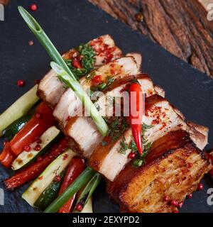 Gebratenes Schweinefleisch Stockfoto