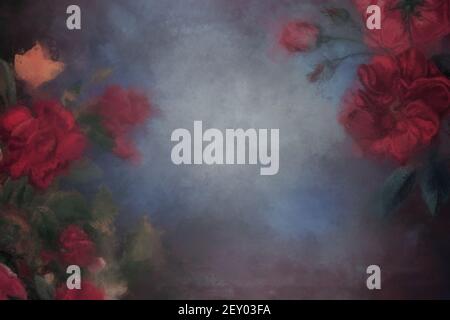 Detail von Öl bemalte Leinwand in blauen Tönen. Stockfoto