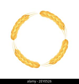 Ähren von Weizen oder Reis. Landwirtschaftliche Weizenspikelets Symbole isoliert auf weißem Hintergrund. Bio-Bauernhof, Saatgut Brot Verpackung oder Bier Etikett. Weizen Stock Vektor