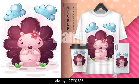 Niedliches Igel-Poster und Merchandising. Stock Vektor