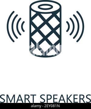 Umrisssymbol für intelligente Lautsprecher. Schlanker Stil aus der Kollektion „Smart Home Icons“. Pixel Perfect Simple Element Smart Speakers Symbol für Web-Design, Apps Stock Vektor