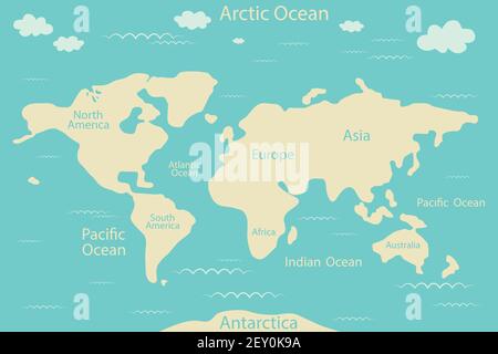 Politische Weltkarte Illustration. Vektorgrafik. Geografie. Stock Vektor