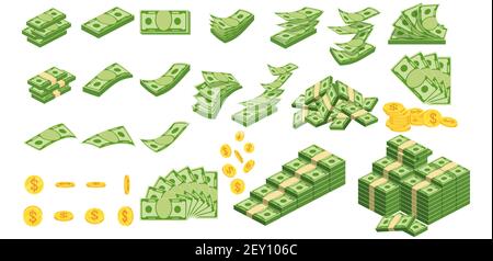 Riesige Papierpakete. Paket mit Geldscheinen. Stock Vektor