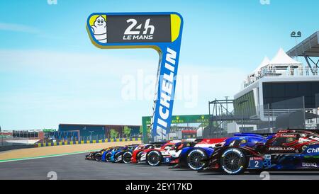 02 Gustavo Menezes (usa), Bruno Senna (BH), Petar Brljak (hrv), Dawid Mroczek (pol), Rebellion Williams eSport, Oreca 07 LMP2 am Start, Grill de départ während der 24 Stunden von Le Mans Virtual, 24 Heures du Mans Virtuelles, sim-Rennen, vom 12. Bis 14. Juni 2020 auf der Plattform rFactor 2 laufen - Foto Clément Marin / DPPI Stockfoto