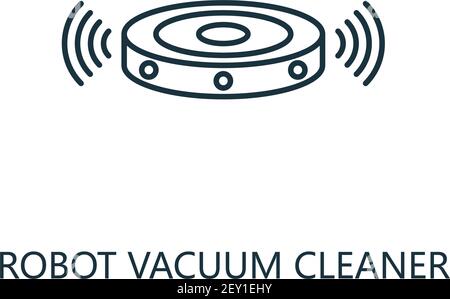 Umrisssymbol für Roboter-Staubsauger. Schlanker Stil aus der Kollektion „Smart Home Icons“. Pixel Perfect einfaches Element Roboter-Staubsauger-Symbol für Web Stock Vektor