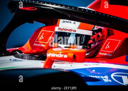 LYNN Alex (gbr), Spark-Mahindra Mahindra M6Electro, Mahindra Racing, Portrait Kaskenhelm Nahaufnahme Details während des Berlin E-Prix II 2020, 8th Lauf der Formel E Meisterschaft 2019-20, auf dem Tempelhof Airport Street Circuit vom 8. Bis 9. August in Berlin, Deutschland - Photo Pool Formula E / DPPI Stockfoto