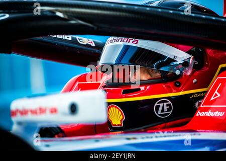 DAMBROSIO Jerome (bel), Spark-Mahindra Mahindra M6Electro, Mahindra Racing, Portrait Kaskenhelm Nahaufnahme Details während des 2020 Berlin E-Prix II, 8th Lauf der Formel E Meisterschaft 2019-20, auf der Tempelhof Airport Street Circuit vom 8. Bis 9. August in Berlin, Deutschland - Foto Pool Formel E / DPPI Stockfoto