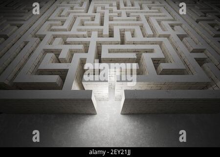 Labyrinth oder Labyrinth. Strategie und Entscheidungskonzept. 3D gerenderte Abbildung. Stockfoto