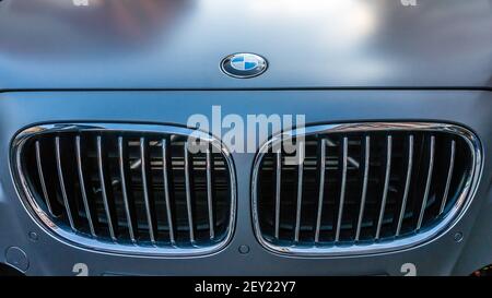 London, Großbritannien - 3rd. August 2014: Schriftbild des BMW Autos. Stockfoto