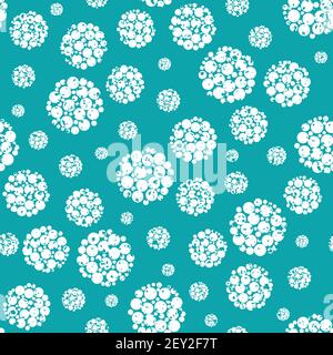 Abstrakt Schneeball nahtlose Vektor Muster Hintergrund. Weiße Kreise in großen kreisförmigen Formen auf aqua blau matt Hintergrund.Moderne Schnee-Design mit Stock Vektor