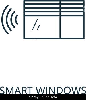 Smart Windows-Umrisssymbol. Schlanker Stil aus der Kollektion „Smart Home Icons“. Pixel Perfect einfaches Element Smart Windows-Symbol für Web-Design, Apps Stock Vektor