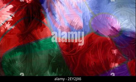 Fotoseide. Seidenschal mit leichtem abstraktem Druck. Blumenmuster mit Pflaumen und Kornblumen. Textildesign Stockfoto