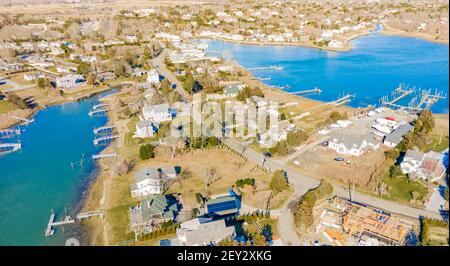 Kleine Nackenstraße und Umgebung in Southampton, NY Stockfoto